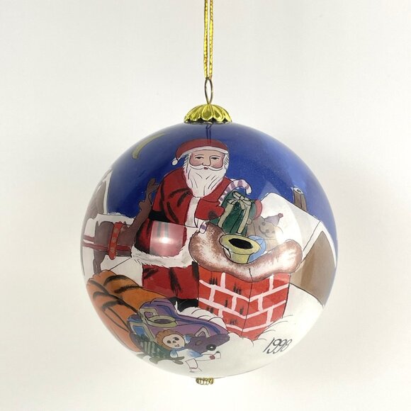 Pier 1 Imports 1998 Christmas Santa Glass Ornament - Picture 1 of 12